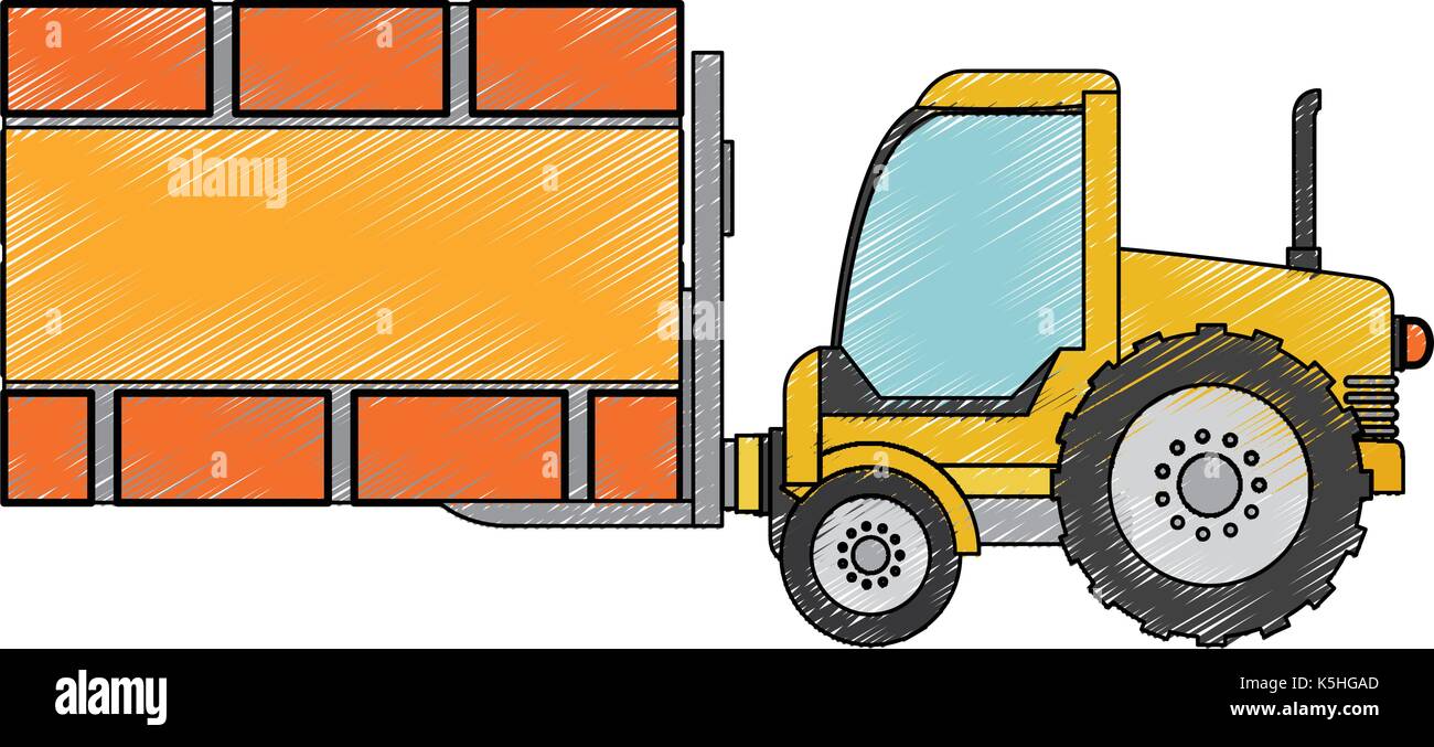 forklift vehicle with board construction vector illustration design Stock Vector