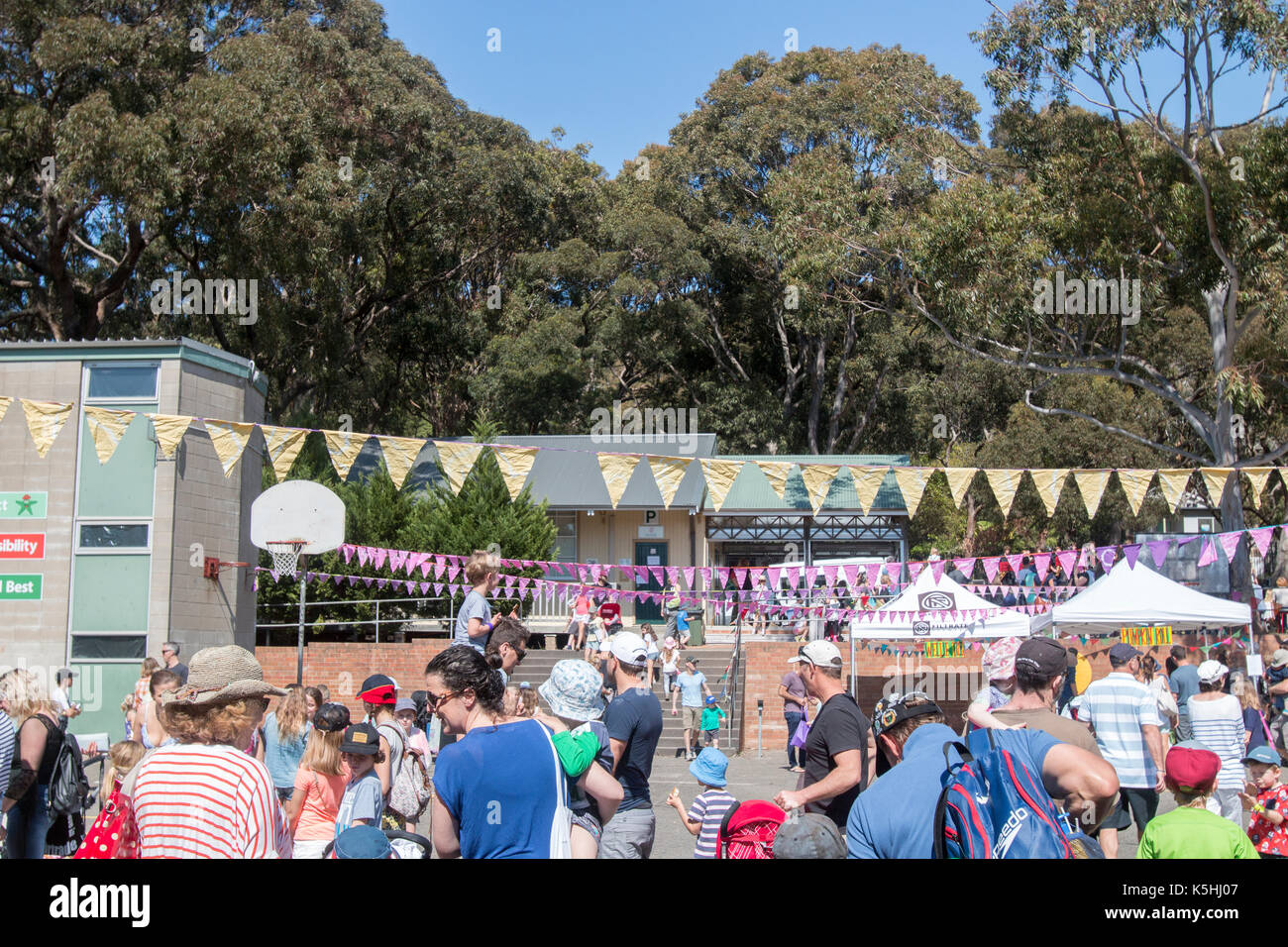 Sydney primary school fete fair held in the playground,Sydney,Australia, students and parents join the community fundraising event Stock Photo