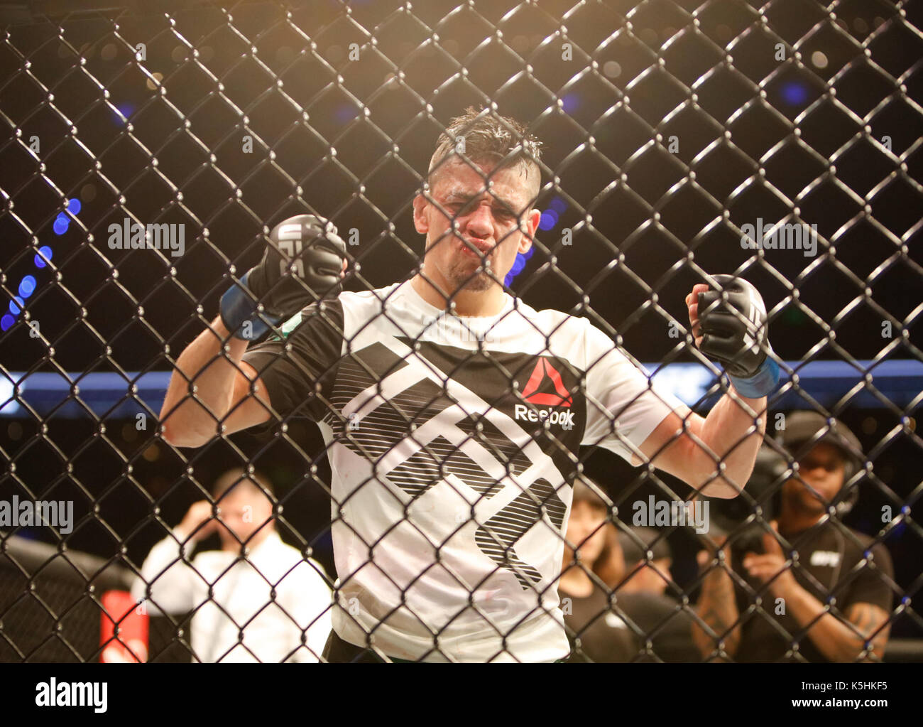 Brandon Moreno takes on Sergio Pettis during the UFC Fight Night 114 at Arena Ciudad de Mexico in Mexico City.  Featuring: Brandon Moreno Where: Mexico City, Mexico When: 06 Aug 2017 Credit: WENN.com Stock Photo