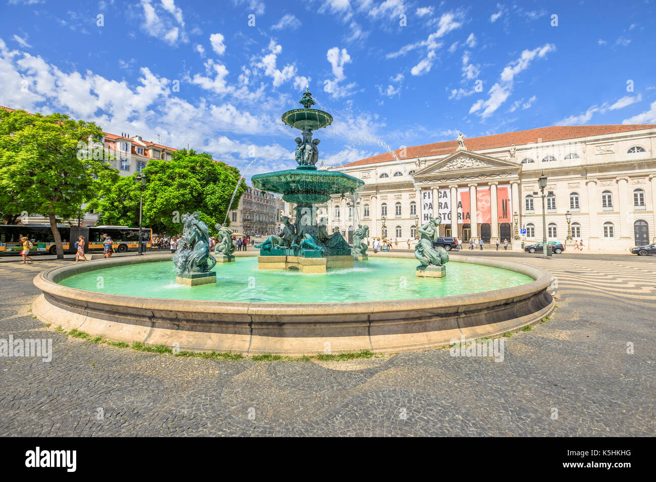 Rossio Square Lisbon Stock Photo