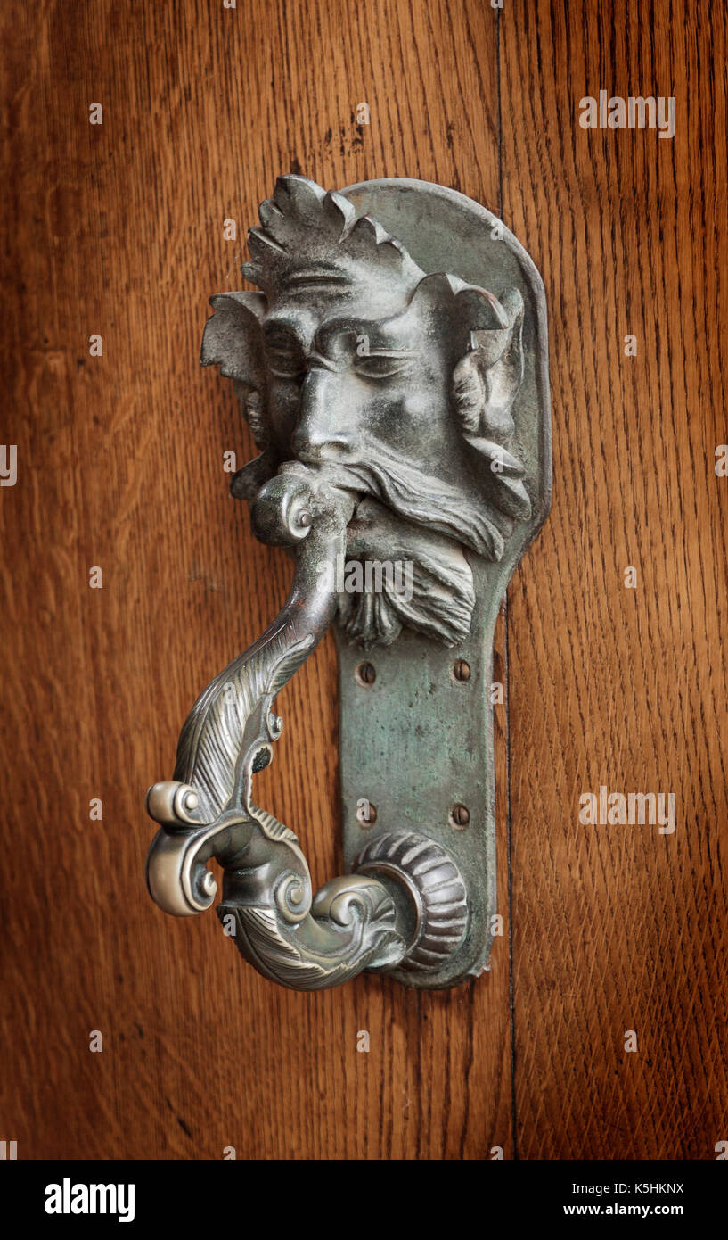 Vintage antique iron door knocker, Blenheim Palace, Woodstock, UK Stock Photo