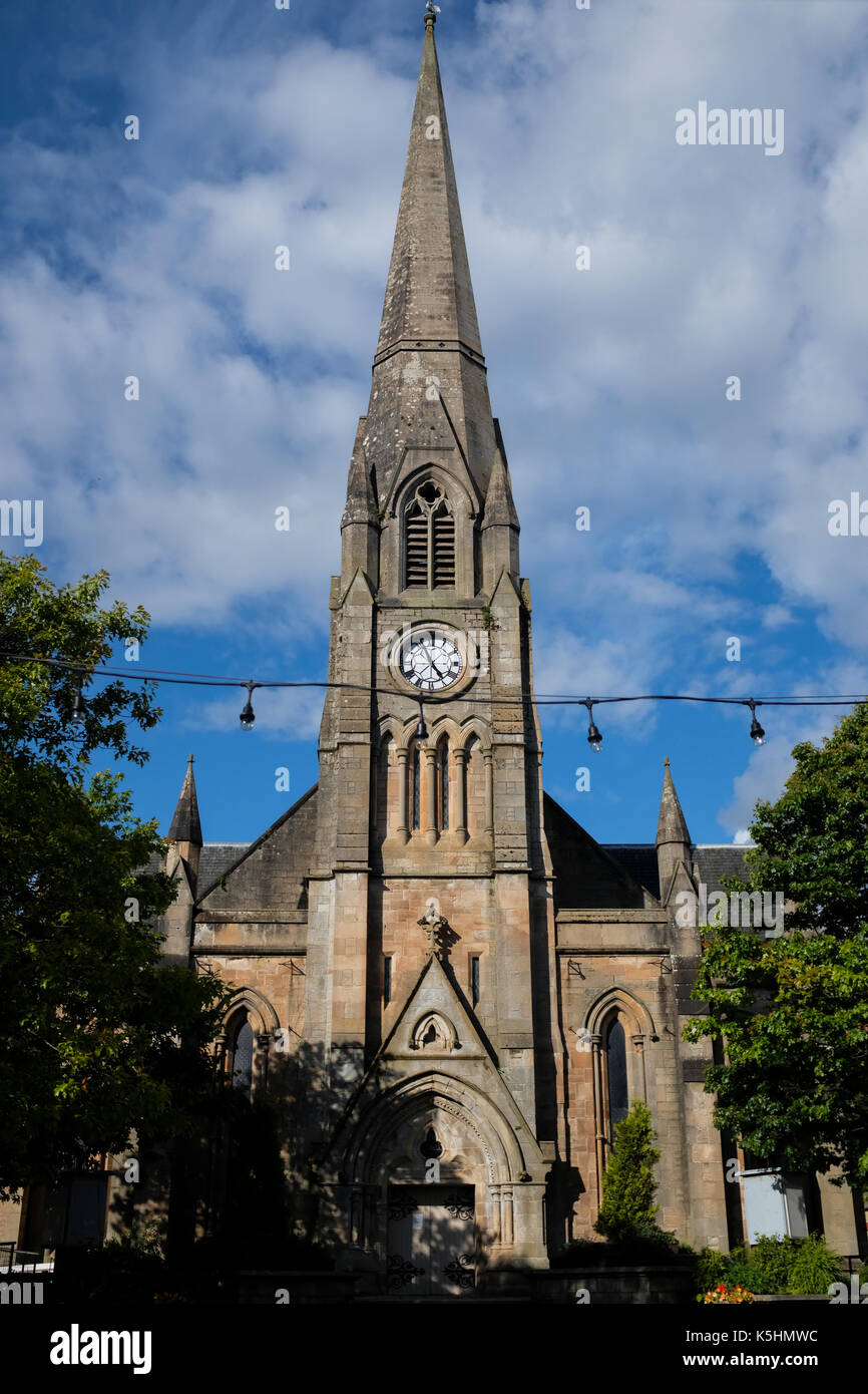 St Kessog's Church at Ancaster Square in Callander, Perthshire, at Loch Lomond and the Trossachs National Park, near Stirling in Scotland Stock Photo