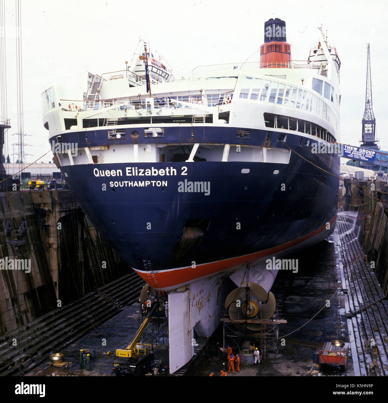 QE2 berthed in the King George V dry dock Southampton, England, where ...