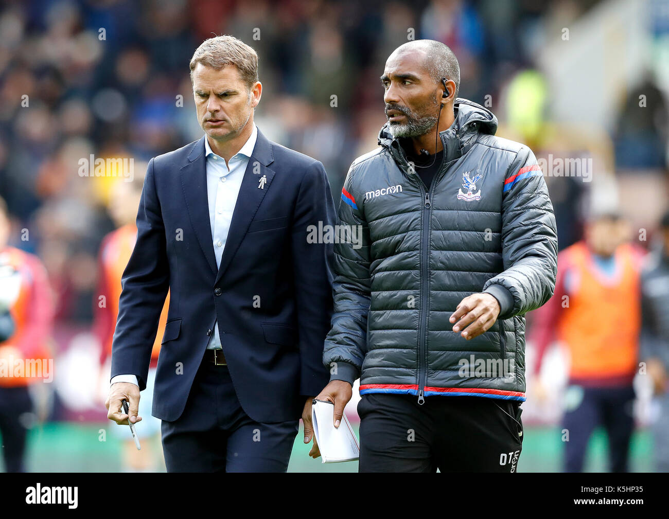 Crystal Palace manager Frank de Boer (left) with assistant Orlando Trustfull during the Premier League match at Turf Moor, Burnley. Stock Photo