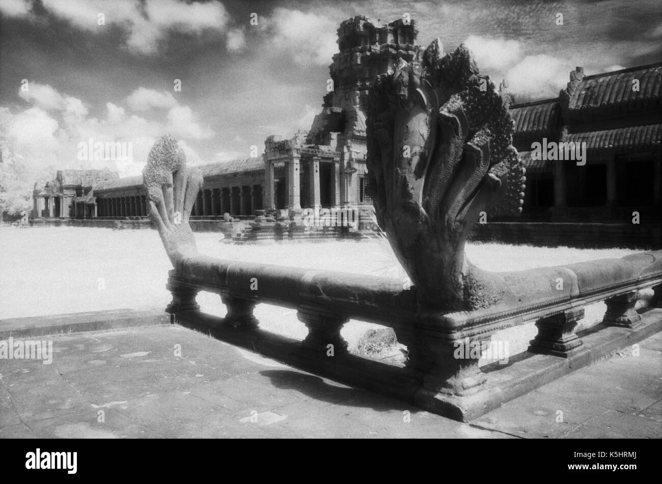 Naga railing on causeway before Angkor Wat temple, Cambodia. October 30 ...