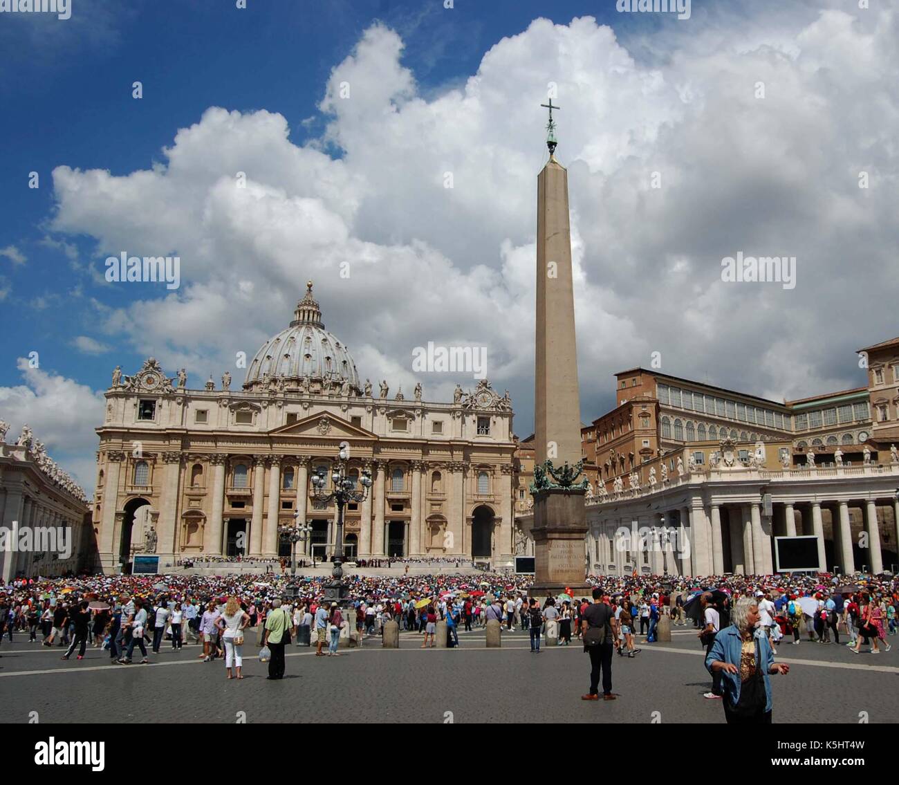 The Egyptian Obelisk and St Peter's Basilica in St Peter's square, Vatican City, Rome Stock Photo