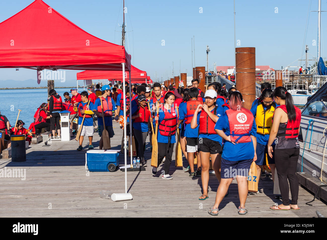 Activity on the dock during a Dragon Boat Festival Stock Photo