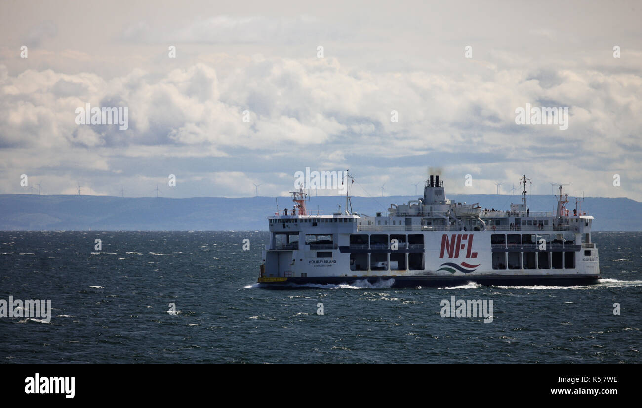 The MV Holiday Island of the Northumberland Ferries Limited is seen crossing the Northumberland