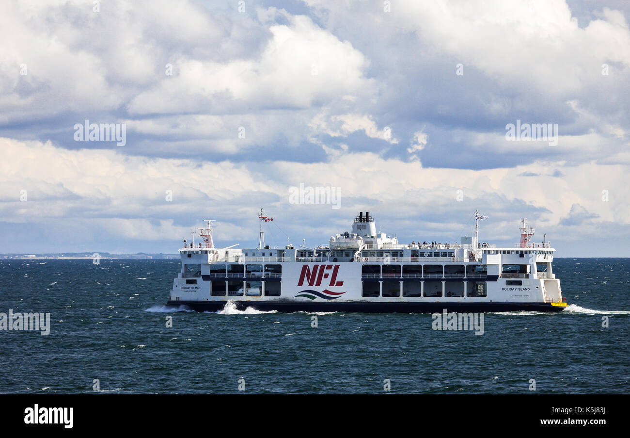 The MV Holiday Island of the Northumberland Ferries Limited is seen crossing the Northumberland