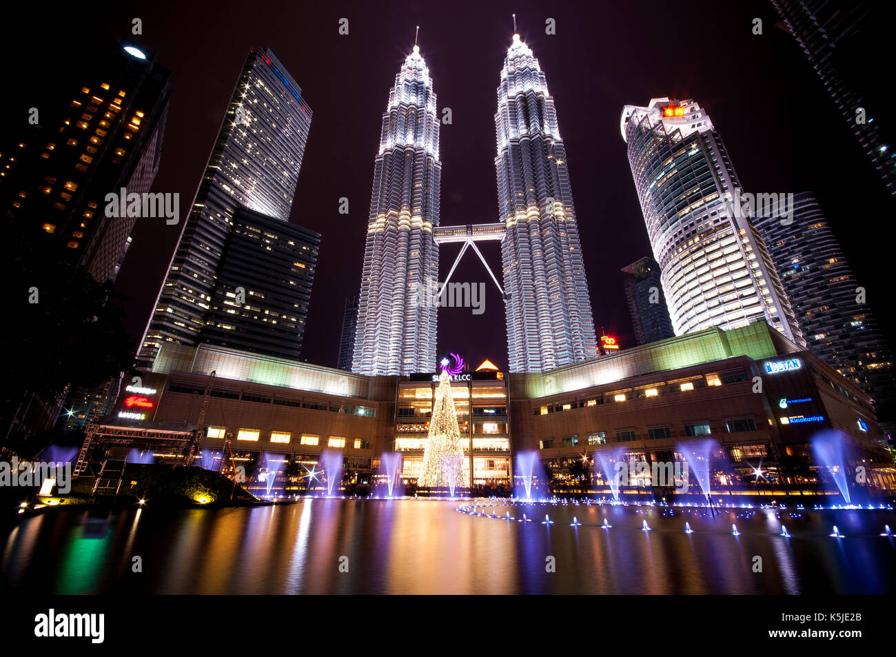 KLCC Christmas Night View Stock Photo