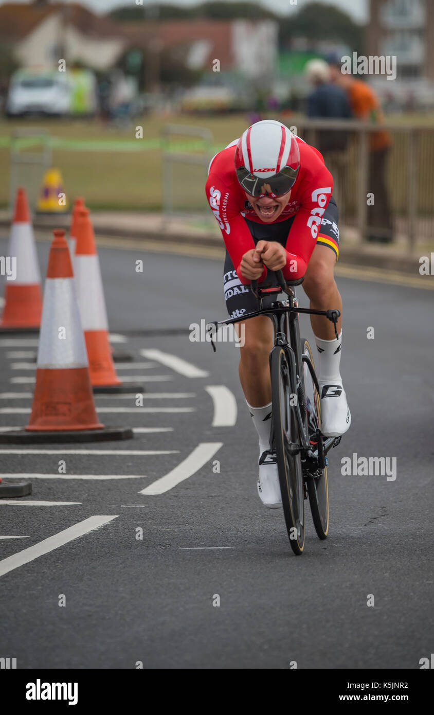 Senne LEYSEN, Lotto Soudal, Tour of Britain cycle race stage 5 timetrial at Clacton on sea, UK Stock Photo