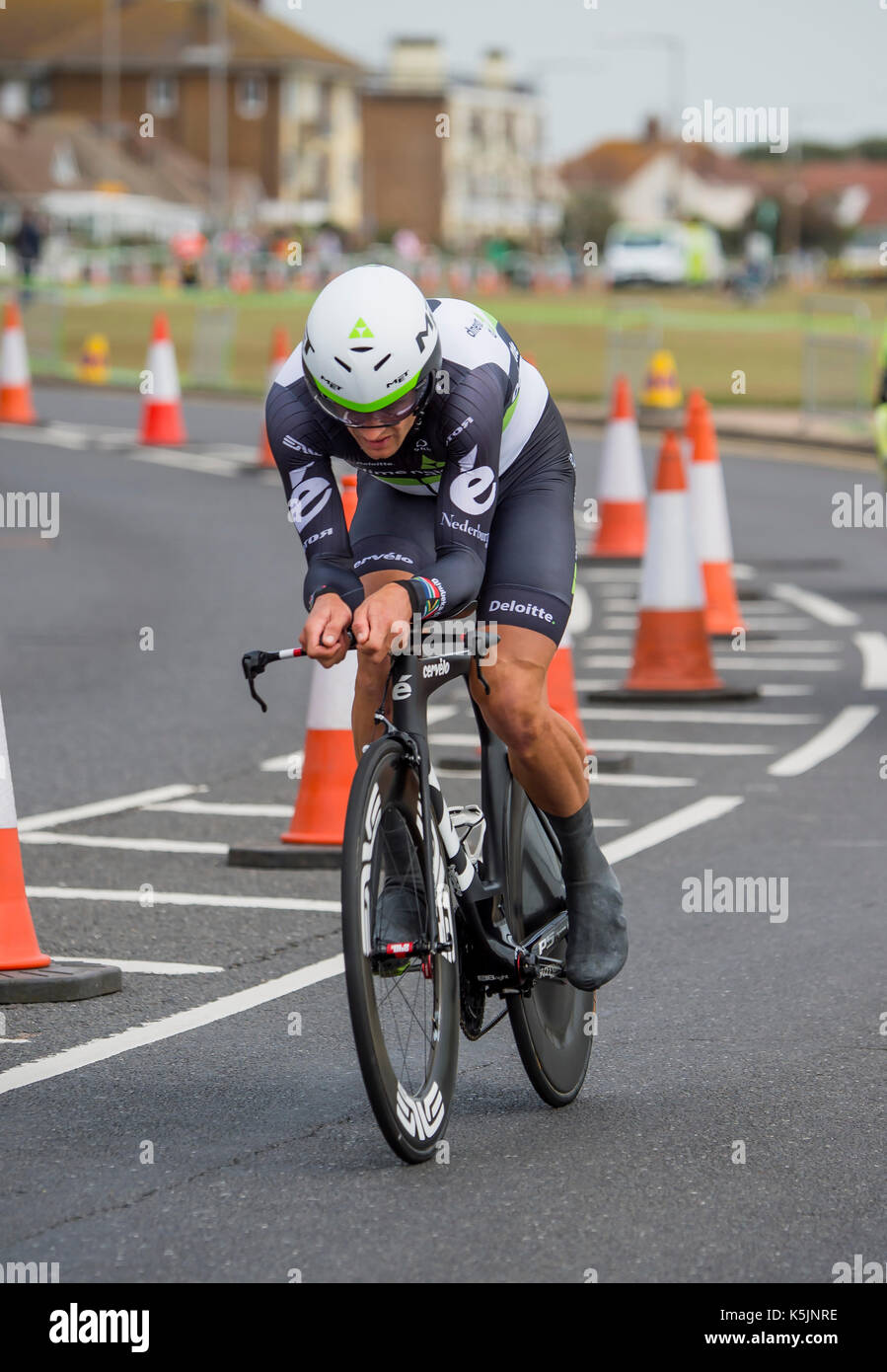 Jay Thompson, Team Dimension Data, Tour of Britain cycle race stage 5 timetrial at Clacton on sea, UK Stock Photo