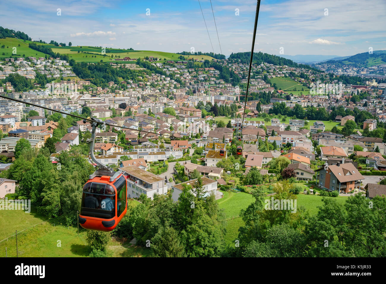 Kriens urban scenery, view from cable car in Pilatus mountain at Luzern
