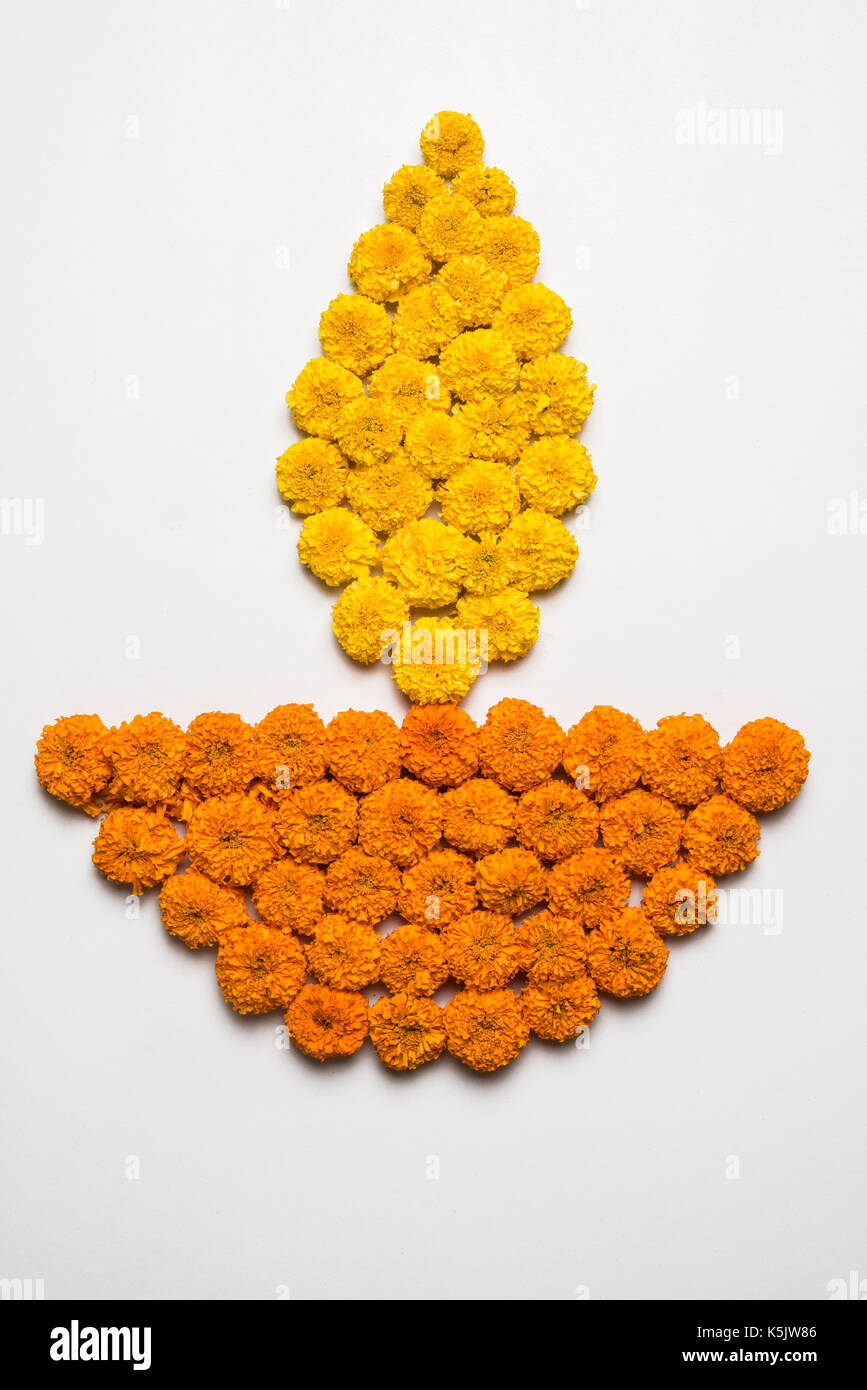 Stock Photo Of Marigold Flower Rangoli In Shape Of Diya Diya Made