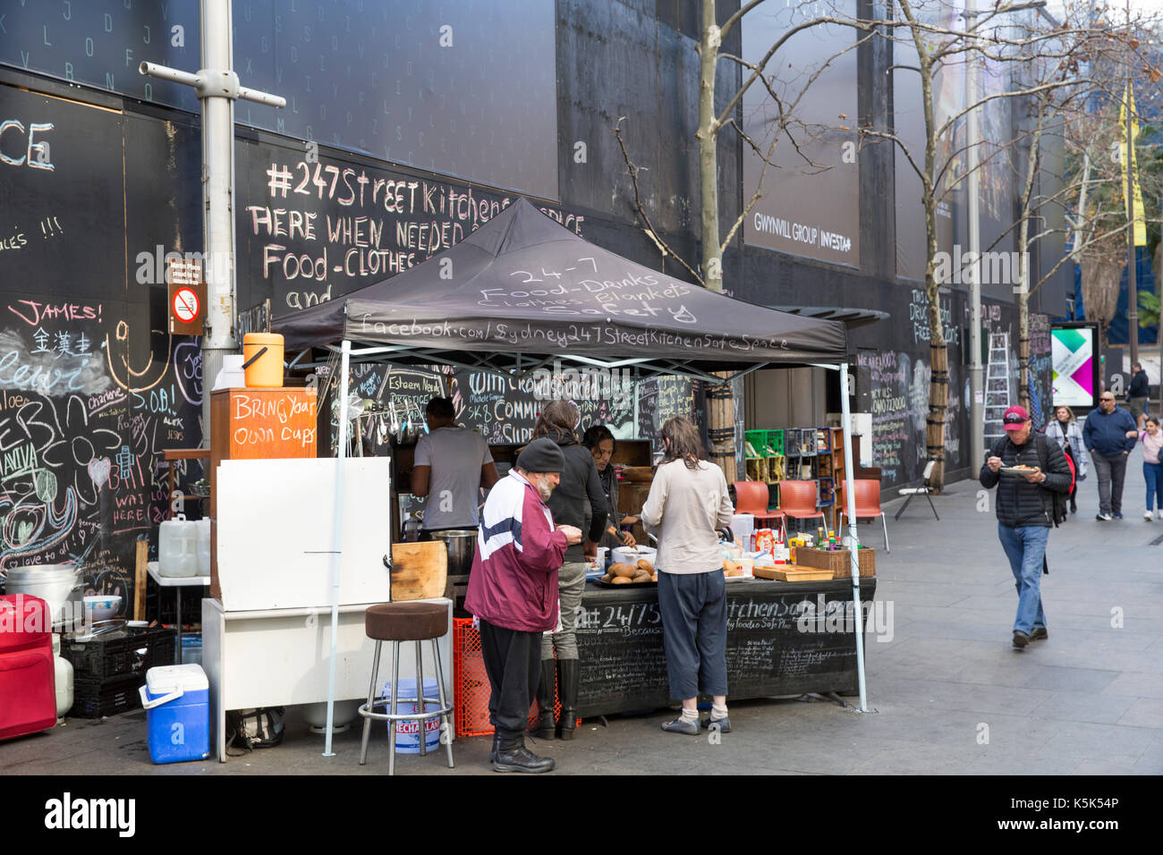 Soup kitchen in Martin Place fed homeless people camped in Sydney city