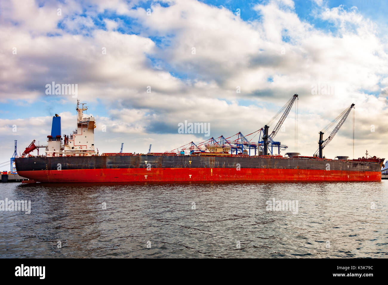 Cargo ship moored at the quayside in the port of Gdansk, Poland. Stock Photo