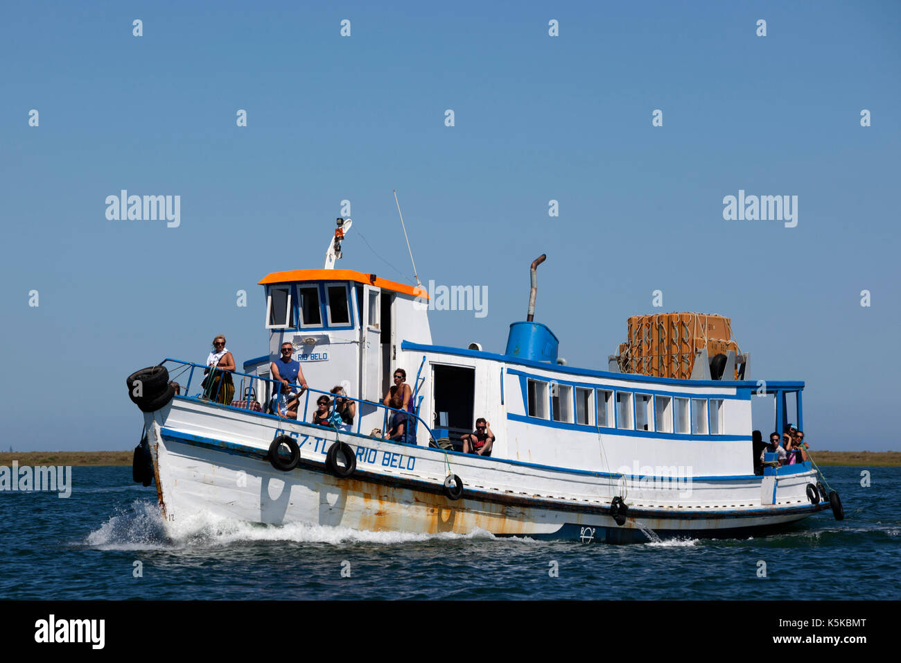 Excursion boat in the Ria Formosa Nature Park, Faro, Portugal Stock Photo