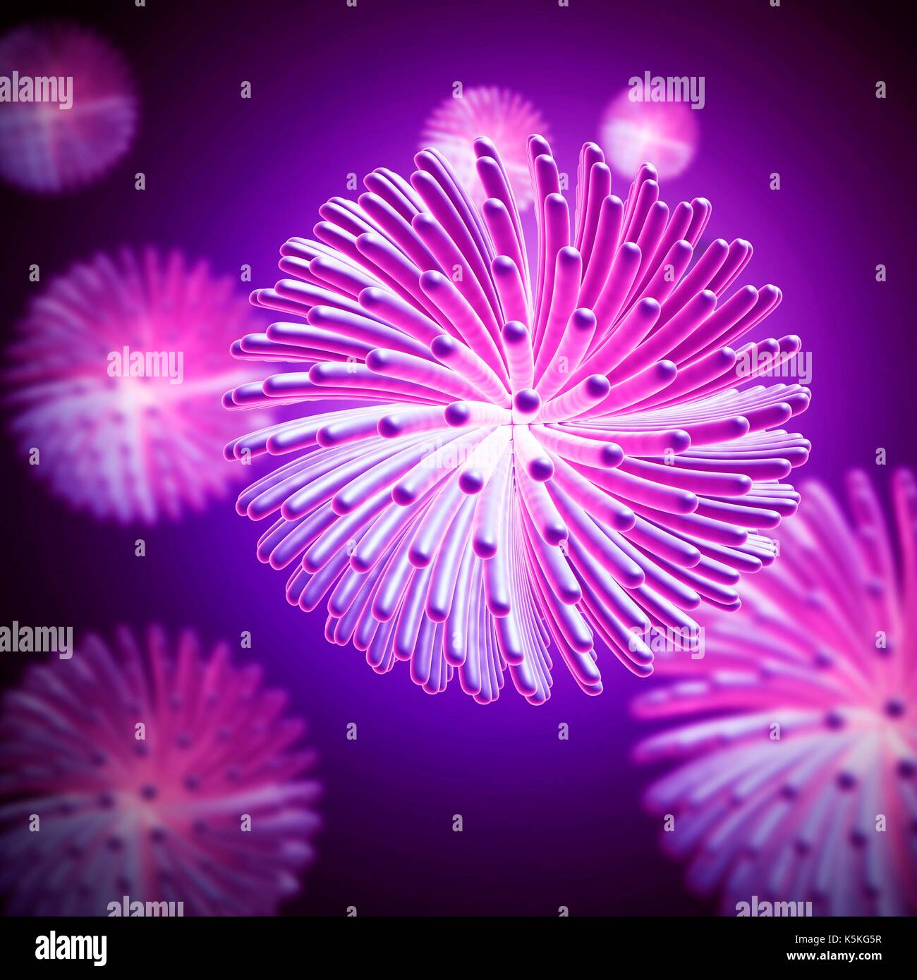 Illustration of retrovirus virus particles. Stock Photo