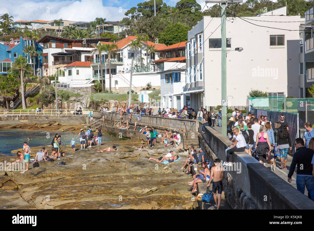 People enjoying Fairy Bower on the Manly to Shelley beach walk in Sydney,New south wales,Australia Stock Photo