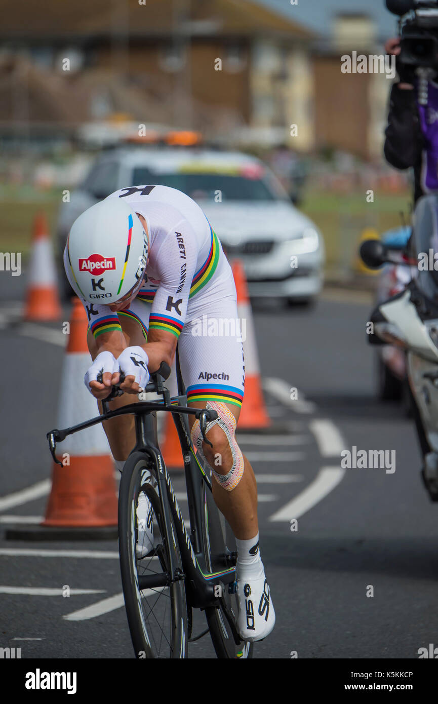 Tour of Britain cycle race stage 5 timetrial at Clacton on sea, UK Stock Photo