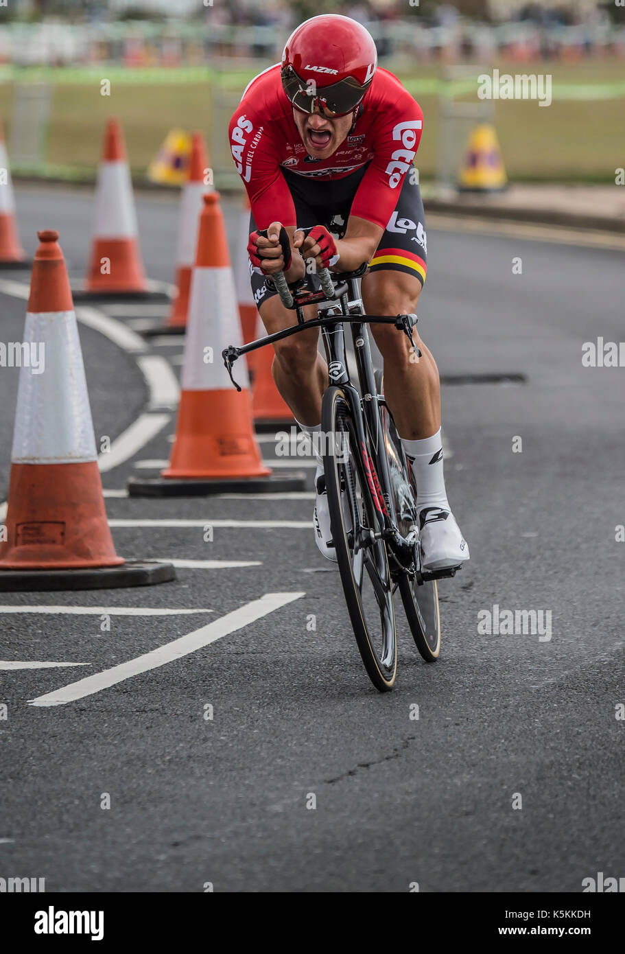 Nikolas MAES, Lotto Soudal,Tour of Britain cycle race stage 5 timetrial at Clacton on sea, UK. Stock Photo