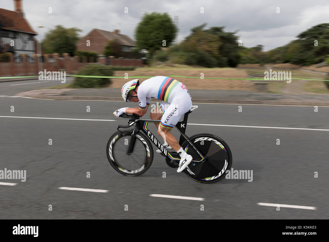 Tony Martin, Team Katusha, Tour of Britain cycle race stage 5 timetrial at Clacton on sea, UK Stock Photo