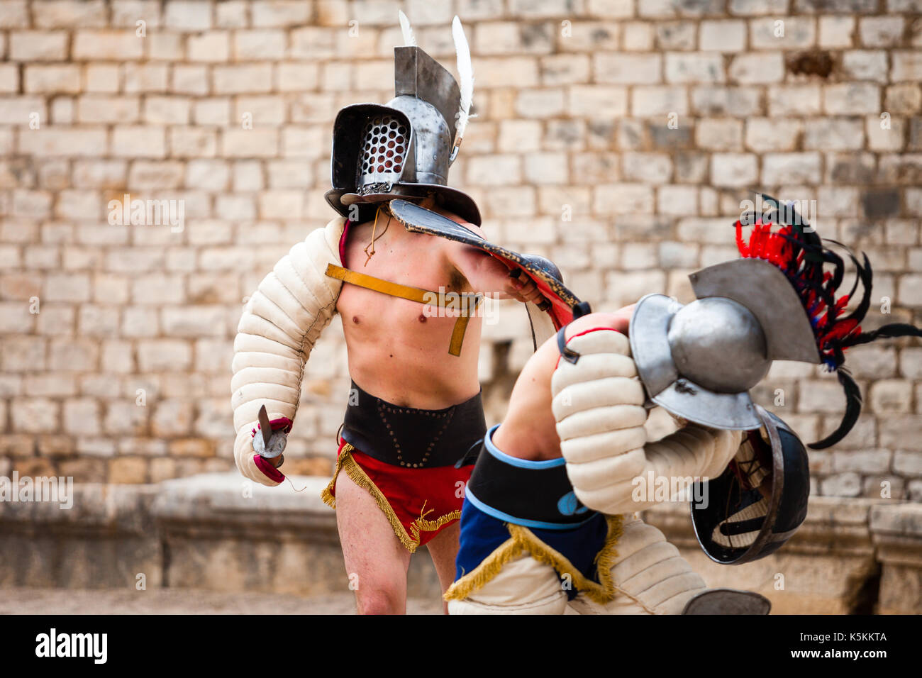 Gladiators fighting in Tarragonas coliseum Stock Photo