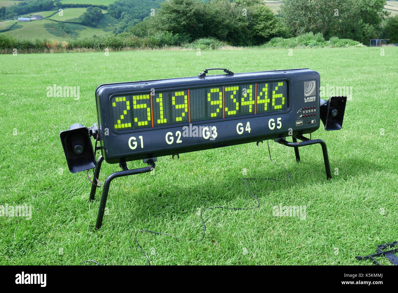 Electronic scoreboard used in competitive laser clay pigeon shooting Stock Photo