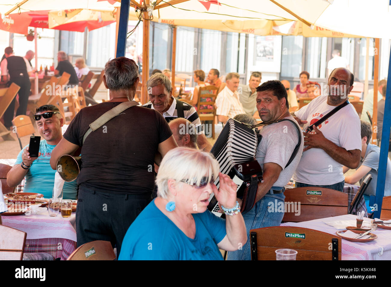 Musicians at Leskovac Grill Festival, also known as barbecue week, Leskovac, Serbia Stock Photo