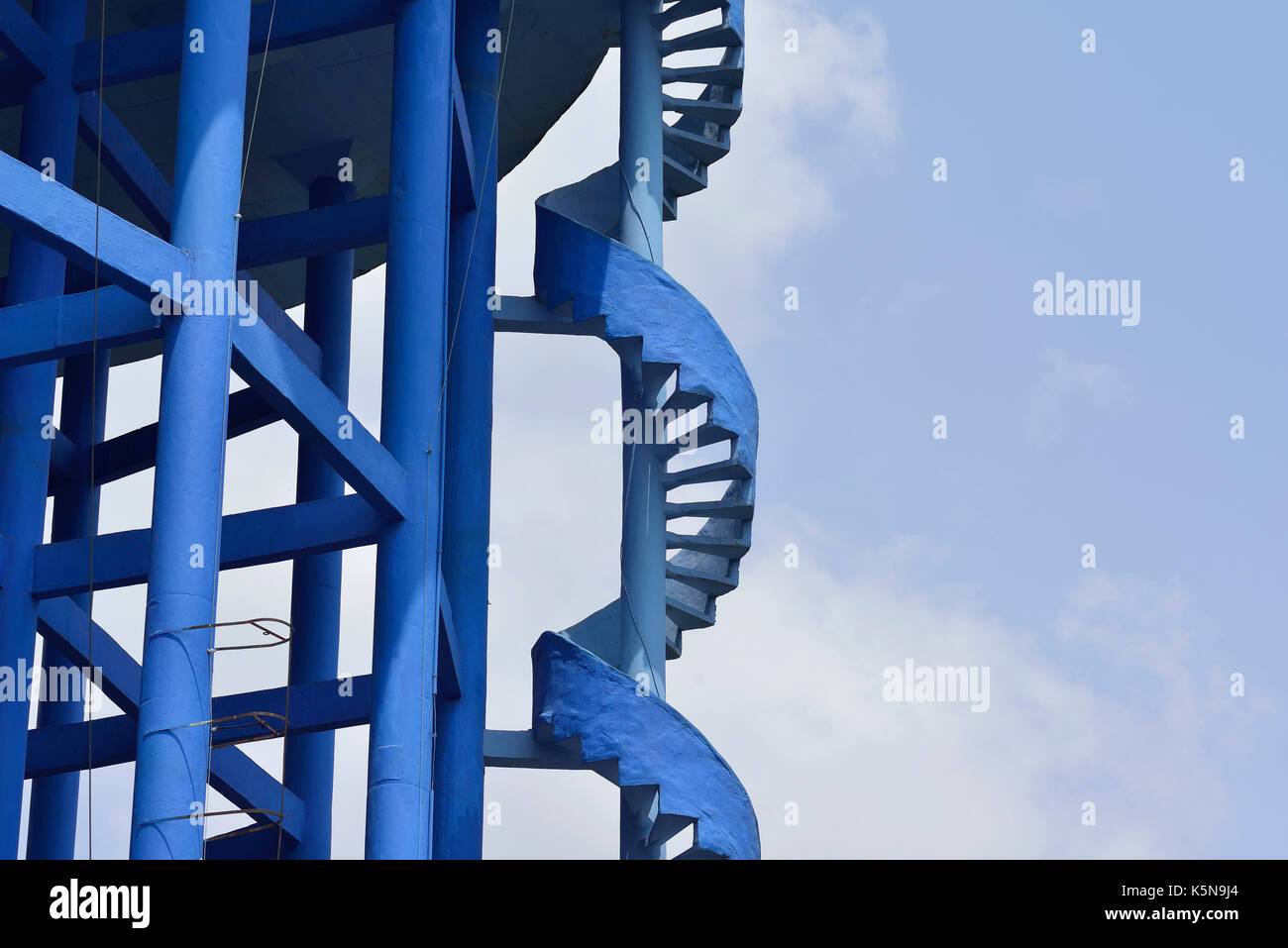 Blue Spiral Staircase on Elevated Water Tank Stock Photo 158435148 Alamy