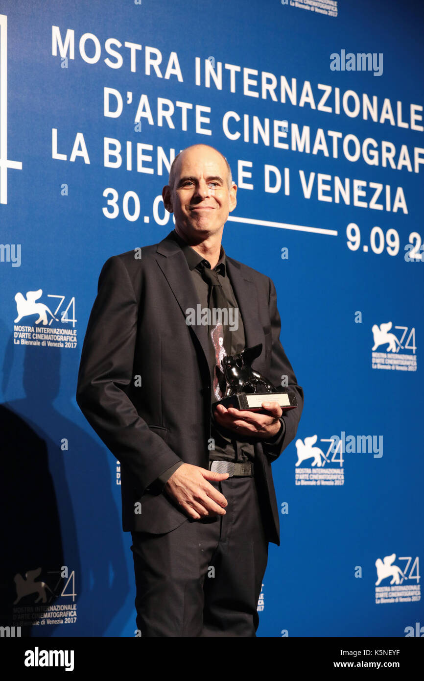 Venice, Italy. 09th Sep, 2017. Samuel Maoz poses with the Silver Lion - Grand Jury Prize Award for 'Foxtrot' at the Award Winners photocall during the 74th Venice Film Festival at Sala Casino on September 9, 2017 in Venice, Italy. ( Credit: Annalisa Flori/Media Punch)/Alamy Live News Stock Photo