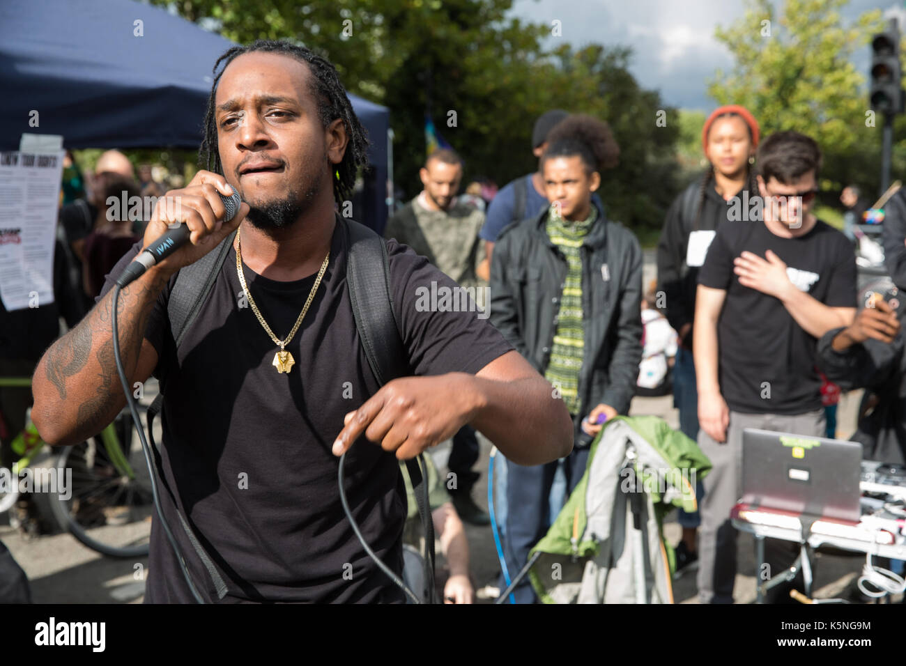Gov Matic Rapper London, UK. 9th September, 2017. Rapper Logic's People's Army perform ...
