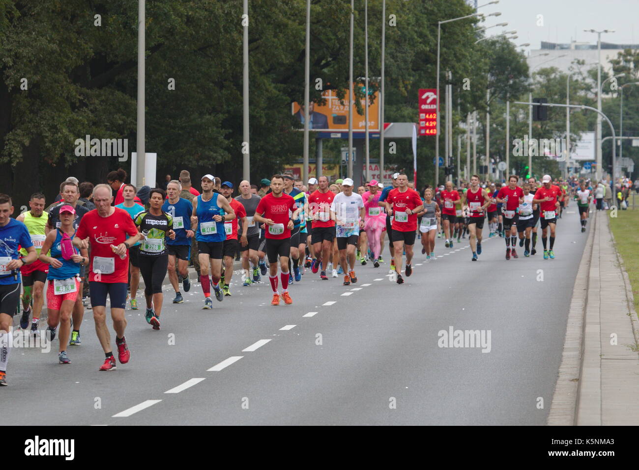 Wroclaw, Poland, 10 Sep, 2017. Runners from Poland and abroad participate in marathon. Lotnicza street - just beyond the half-way point. Credit: Borys Szefczyk/Alamy Live News Stock Photo