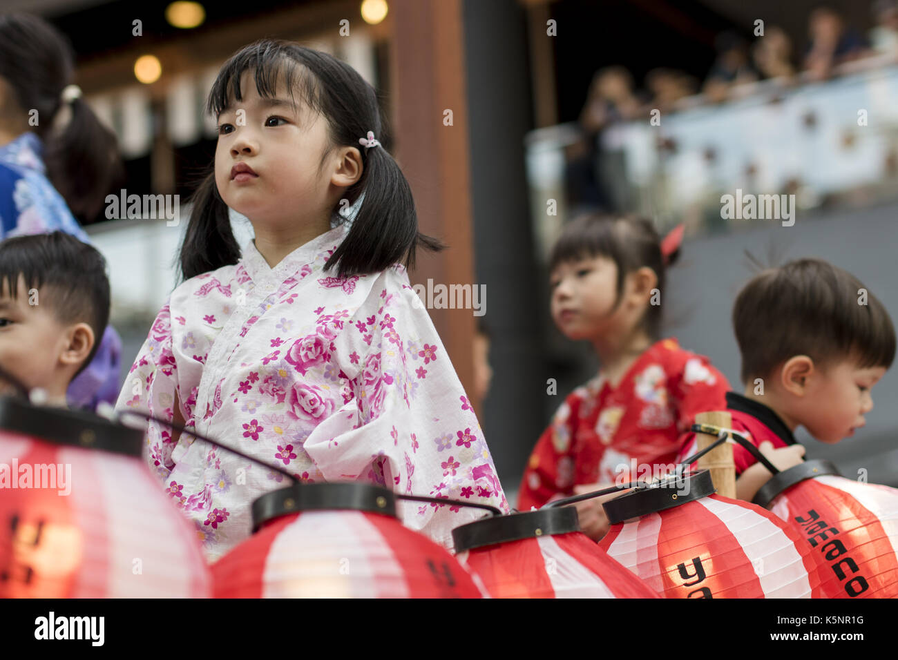 Kuala Lumpur, MALAYSIA. 10th Sep, 2017. Japanese kids living in Malaysia wearing traditional Yukata costumes during the annual 'Bon Odori' festival celebrations in Kuala Lumpur, Malaysia on September 10, 2017. Hundreds of participants including both resident Japanese nationals and local Malaysians are celebrated the summer dance festival. Credit: Chris Jung/ZUMA Wire/Alamy Live News Stock Photo