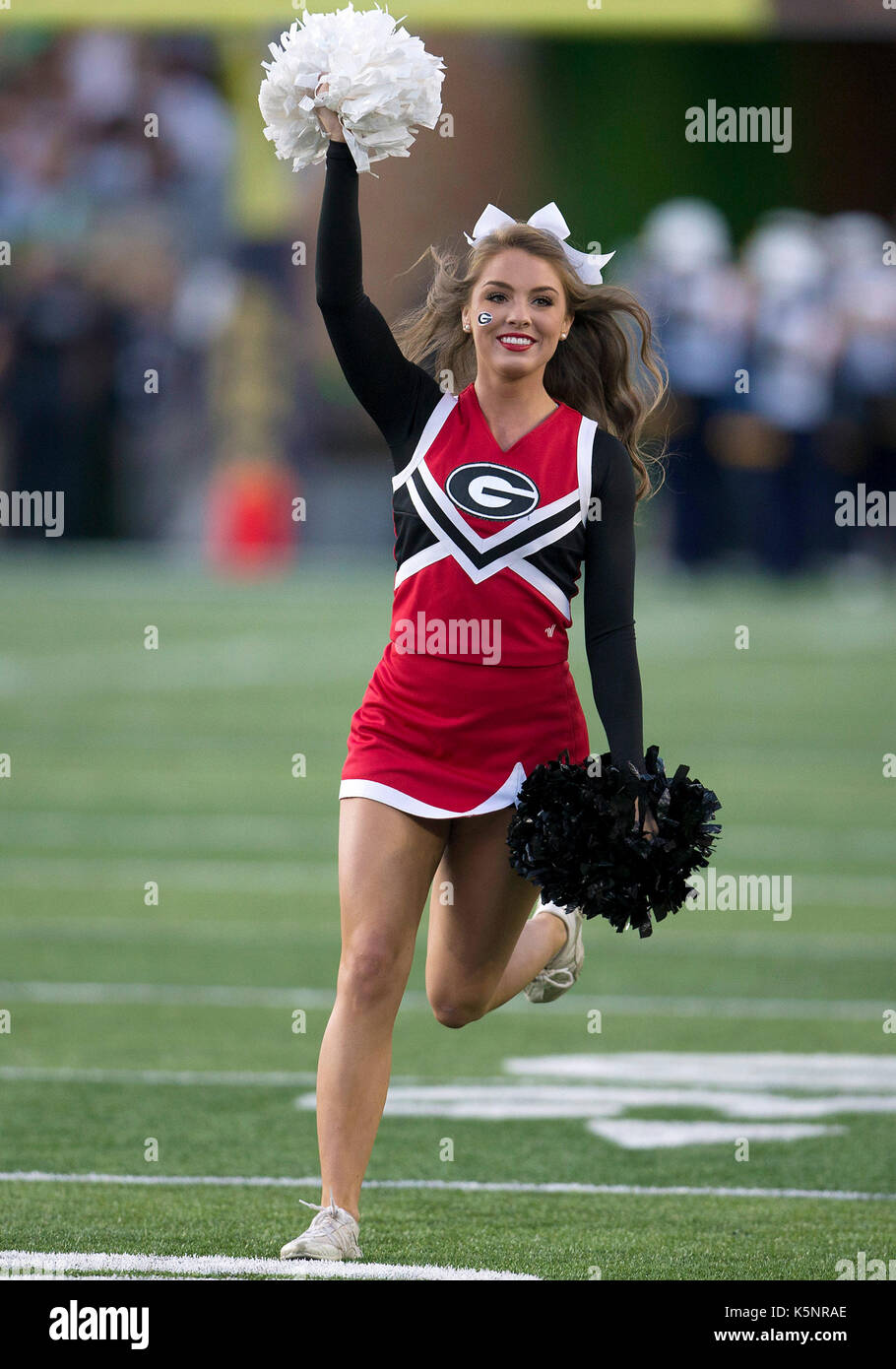 South Bend, Indiana, USA. 09th Sep, 2017. Georgia cheerleader during ...