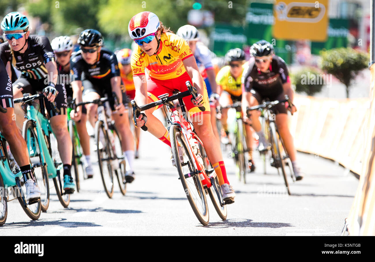 Madrid, Spain. 10th Sep, 2017. A cyclist of Spanish Team rides during the women cycling race 'Madrid Challenge' on September 10, 2017 in Madrid, Spain. Credit: David Gato/Alamy Live News Stock Photo