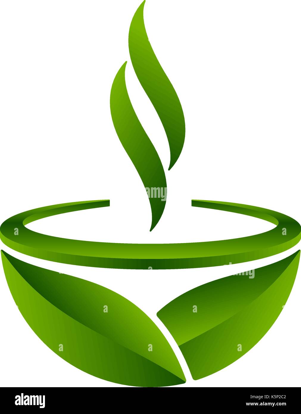 Green tea symbol on white background. Green tea cup design. Vector