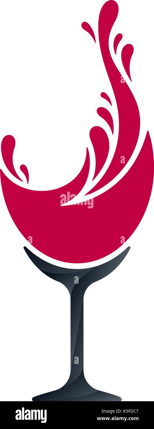 Wine glass and splashing symbol design. Concept design on white background. Vector illustration. Stock Vector