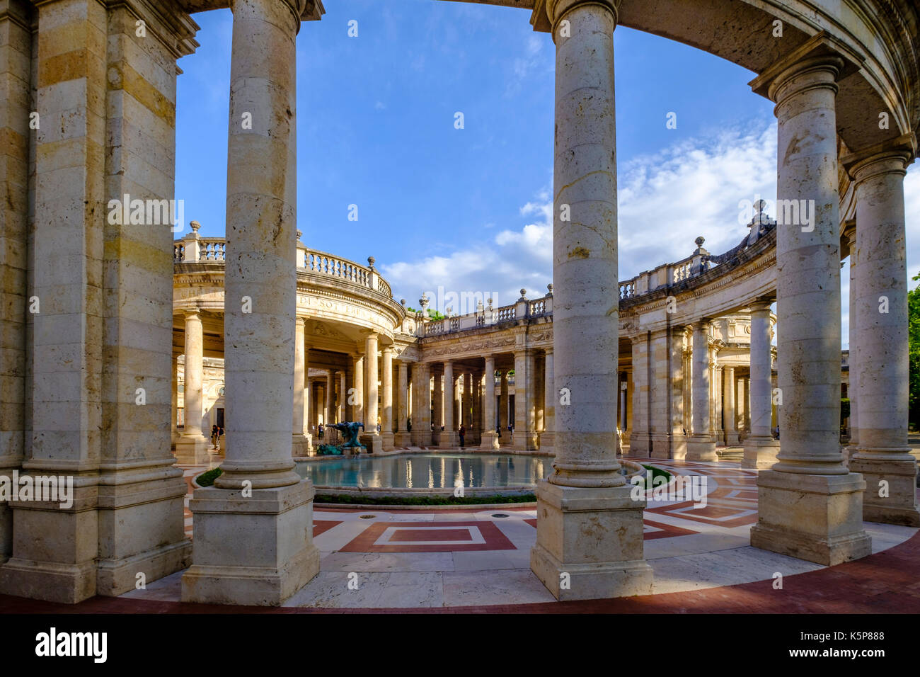 The hot springs of Tettuccio Terme are located between splendid old buildings in a wonderful park Stock Photo