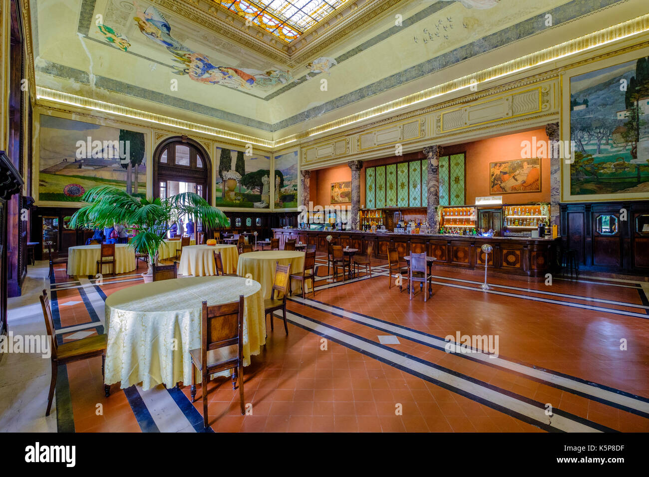 Interior of a restaurant of Tettuccio Terme, located in a splendid old building in a wonderful park Stock Photo