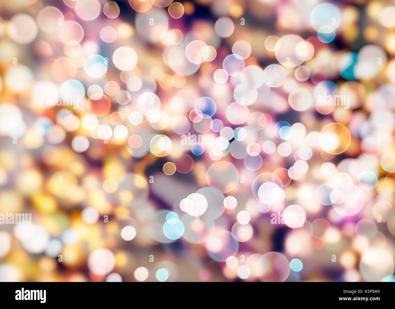 Festive background with natural bokeh and bright golden lights. Vintage ...