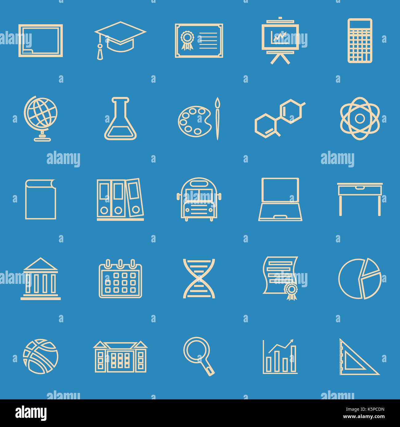 Education line color icons on blue background, stock vector Stock ...