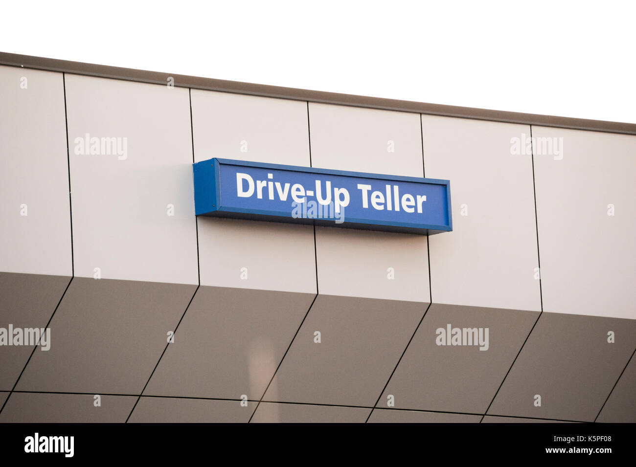 Drive-up teller sign Stock Photo