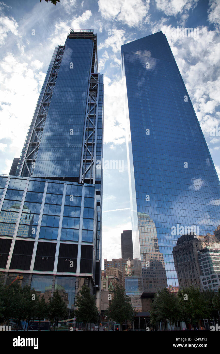 3 and 4 world Trade Center Buildings around ground Zero Area of New York - USA Stock Photo