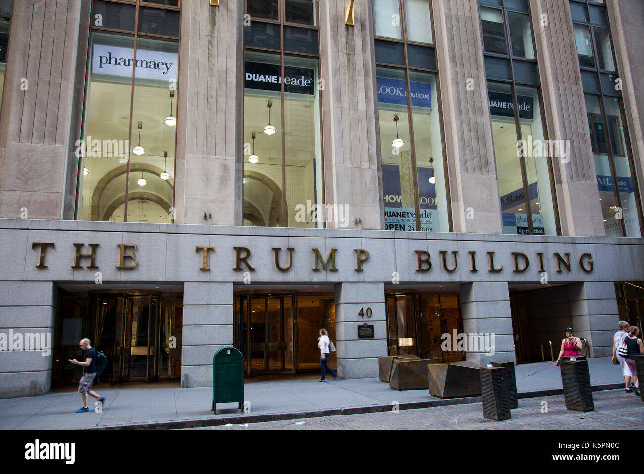 Trump Building on Wall Street in New york - USA Stock Photo