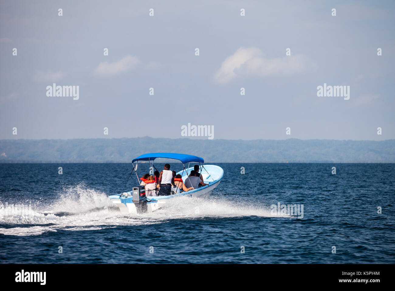 Boat in the caribbean sea Stock Photo