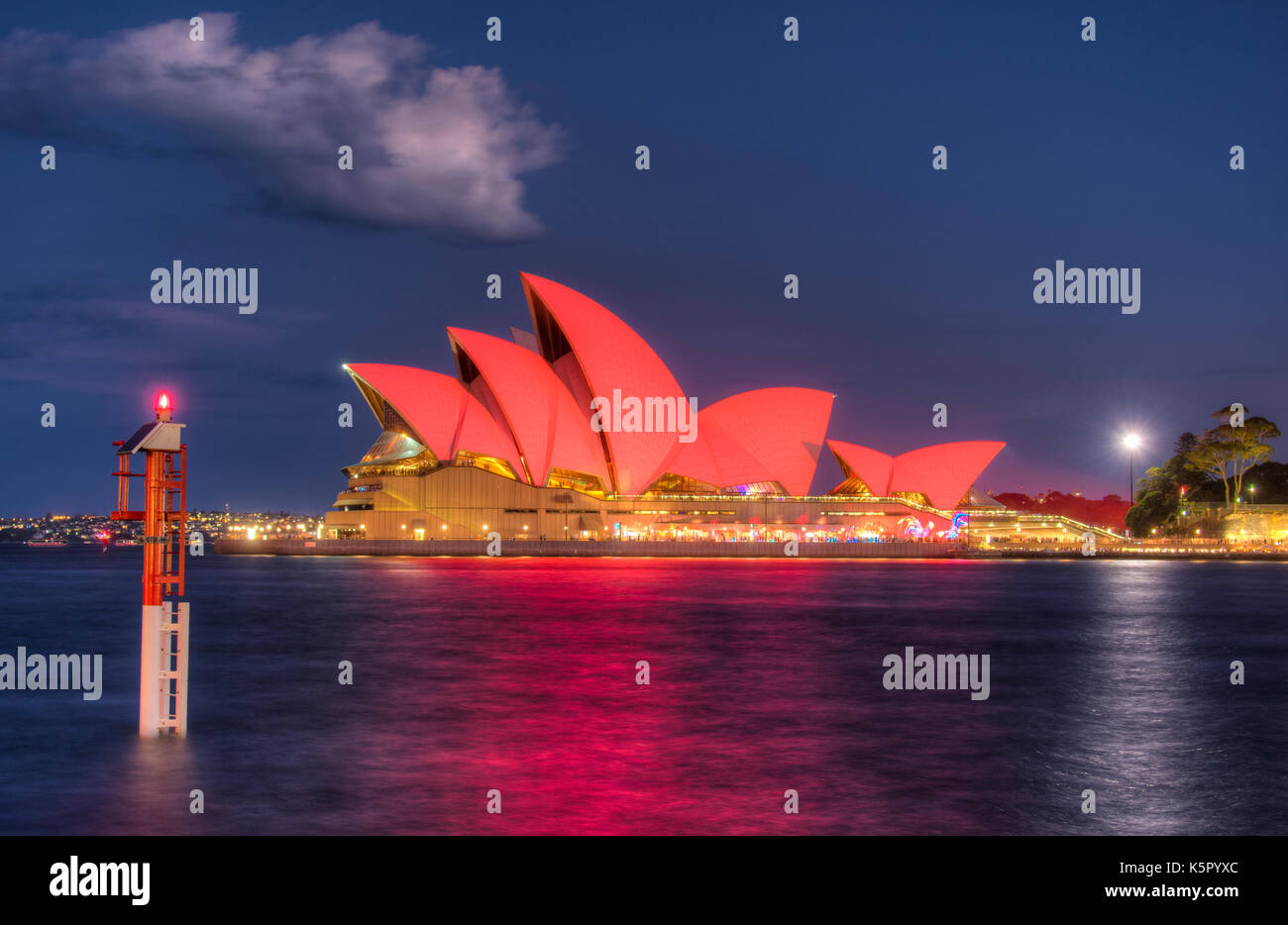 Sydney Opera House lit in red for the Lunar New Year Stock Photo