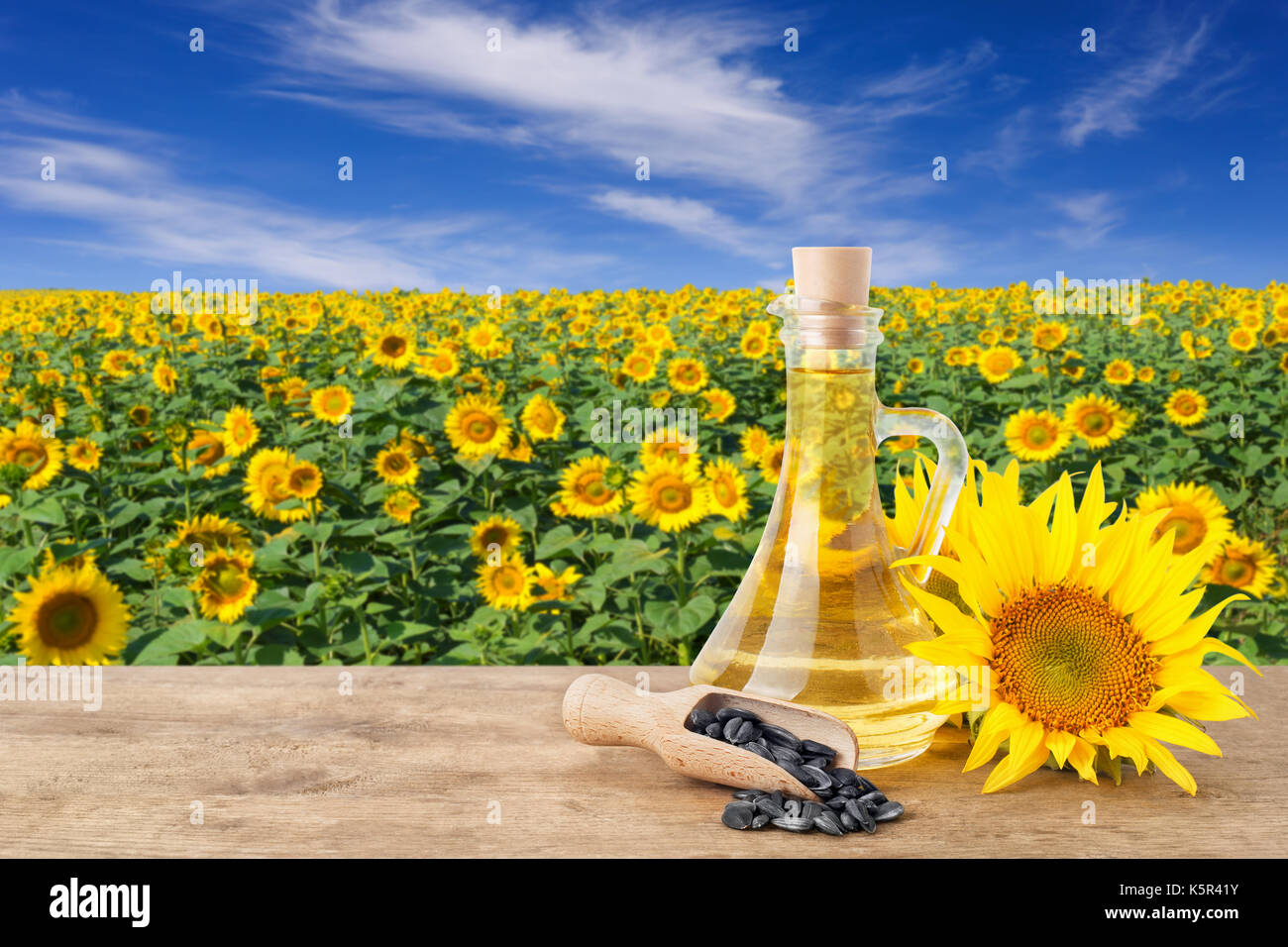 sunflower oil in glass bottle Stock Photo Alamy