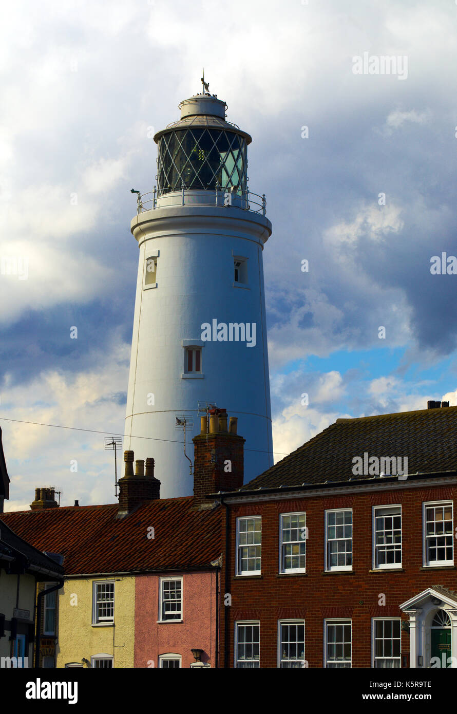 The iconic lighthouse at Southwold seaside resort village in Suffolk, England, in August 2017 Stock Photo