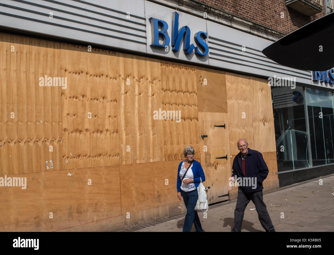 British Homes Stores in Fore Street Exeter, Sep 17, boarded up when the chain closed down in Aug 16 Stock Photo